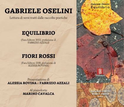Gabriele Oselini proporrà la lettura di versi tratti dalle sue raccolte poetiche